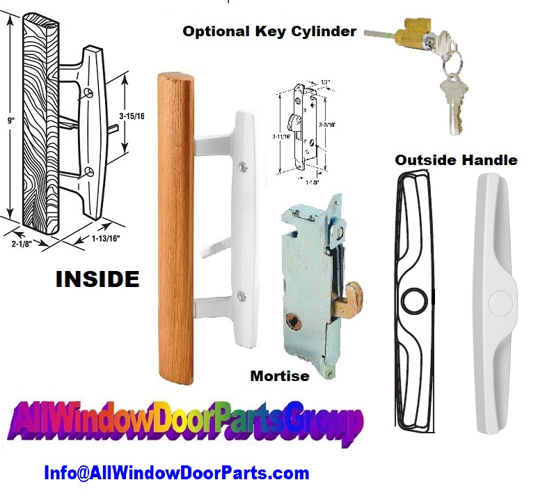 Patio Door Bronze With Centered Latch Wood Handle With Key Lock All